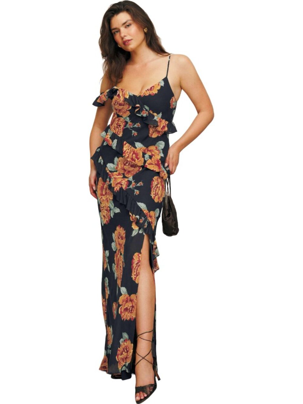 Reformation Elysia Mxi Dress Consuelo Print in Size 6 Floral and Black Pattern - Picture 2 of 9